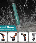 Close-up of diamond hole saw bit with round teal shank for tile and glass