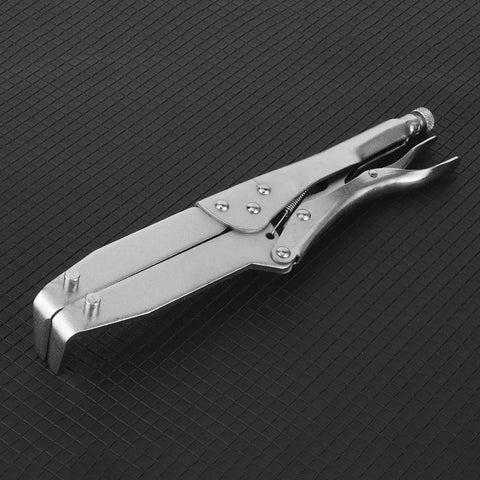 Heavy Duty Clutch Holding Tool With Square Tooth Hub Holder For Flywheel And Gear Restraint 5 Inch Adjustable Jaws 8mm Wrench Pin Pro Grade Medium Carbon Steel Build For Tough Shop Jobs, silver steel clamp
