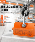 Heavy Duty Magnetic Lifter With 880 Lb Capacity And Release Pro Grade Neodymium Lifting Magnet For Hoists And Shop Cranes Two Point Five Safety Factor Powers Through Steel Sheets Blocks Rods Plates And More