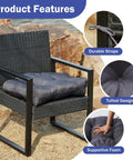 Outdoor Chair Cushions Set Of 2 For Patio With Ties Tufted 19 By 19 By 5 Inch Waterproof Seat Cushions on wicker chair