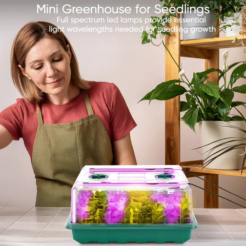 96 Cell Seed Starter Tray With Grow Light, Seed Starting Trays And Adjustable Humidity Dome, Indoor Garden Starter Kit For Seedlings, Full Spectrum LED Grow Light With Adjustable Brightness And 1 To 19 Hour Timer