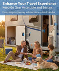 Family enjoying picnic beside RV equipped with 4 Pair RV Magnetic Door Holders Black Metal Magnetic Baggage Door Catch Clip For Camper Storage Secure Open Door Latch For Travel Trailers And Motor Homes Includes Screws