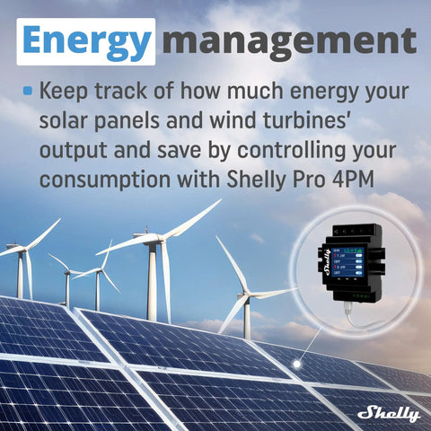 Energy management for solar panels and wind turbines with Four Channel Smart Relay With Power Metering And LAN Wi Fi, 16A Per Channel, 40A Total, Per Channel Energy Monitoring, Home Automation Compatible With Alexa And Google Home, iOS And Android App For Remote Appliance Control.