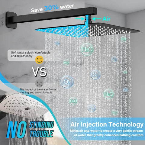 Straight Up Tough Matte Black Shower Faucet Set Featuring A 10 Inch High Pressure Rain Shower Head And Solid Brass Pressure Balance Valve For Hella Smooth Daily Showers