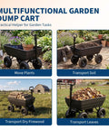 Heavy Duty Garden Dump Cart With Quick Release Dump 180 Degree Tilt And 10 Inch Flat Free All Terrain Wheels Utility Wagon for plants, soil, firewood, leaves.