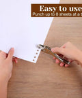 Using Twenty Piece Metal Handheld Single Hole Punch Set One Quarter Inch Eight Sheet Capacity Circle Paper Punch Tool on paper