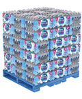 Pallet of Purified Water Bottles 16.9 Oz Bulk Case Pack with 35 bottles per carton, stacked for office and gym use