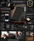 Pop Up Aluminum Card Wallet With RFID Blocking, Slim Minimalist Front Pocket Carry with carbon fiber look, sleek everyday carry