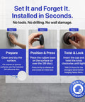 Instructions for installing Suction Cup Shower Hooks 2 Pack No Drill Towel Holder For Towels Robes And Coats on tile wall.