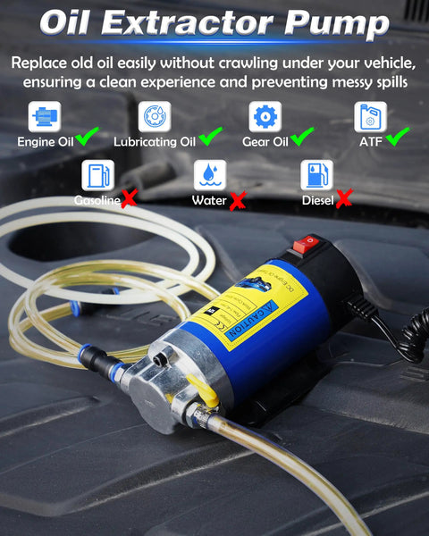 12V 100W Oil Extractor Pump For Easy Engine Oil Change, Self Priming Electric Fluid Transfer Pump For Motor Oil, Gear Oil, And Transmission Fluid Removal, Versatile For Cars Motorcycles Lawn Mowers Marine Jet Skis