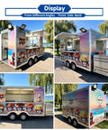 Straight Fire 13 Ft Fiberglass Food Truck Setup, Plug And Play Mobile Dessert Cart With Built In Air Conditioning, Dot Certified Sweet Shop Kit Ready To Roll And Cash Checks displayed from multiple angles.