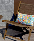 Outdoor Lumbar Pillow Covers 12x20 Inch Pack Of 2, Paisley Multi Fabric, on patio chair, fade resistant, all weather use