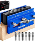 Heavy Duty 2.1 Inch Self Centering Dowel Jig Kit With Universal Capacity Doweling Jig And Drill Guide For Woodworking, Complete Set With Six Steel Bushings For Precise Straight Holes And Quick Reliable Doweling For DIY Pros And Woodworking Nerds.