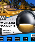 Low Voltage LED Deck Lights 12-24V 6 Pack, 3000K Warm White Outdoor Step Lights With Waterproof Die-Cast Aluminum, Fastlock2
