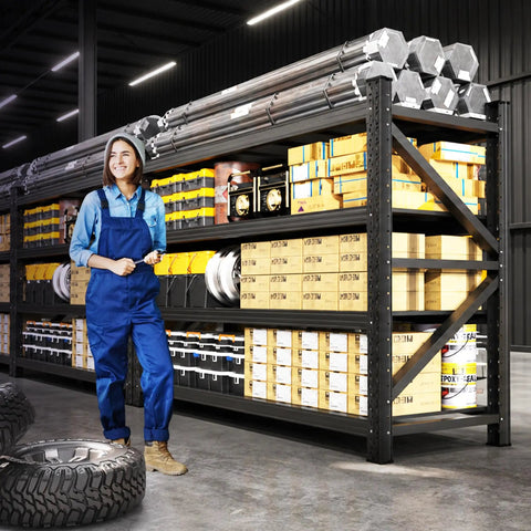 Tough As Nails Heavy Duty Metal Garage Shelving Unit With Adjustable Tiers And Reinforced Steel Frame Built To Carry Up To Three Thousand Pounds for organized tool storage.