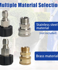 Hourleey pressure washer quick-connect fittings set; M22 14mm to 3/8 in adapters, stainless steel and brass, 2-pack