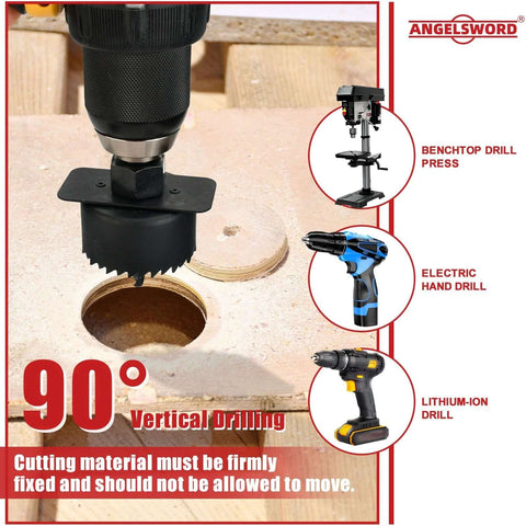 ANGELSWORD hole saw set, 24‑pc drill bit kit, cutting circular holes in plywood