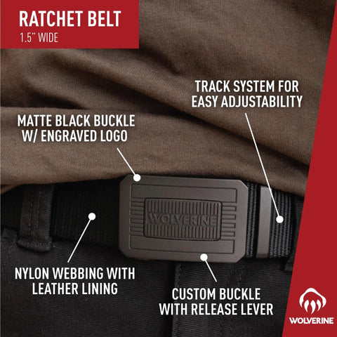 Men's Nylon Webbing Work Belt With Ratchet Buckle Tough As Nails Heavy Duty Tactical Utility Gear For Outdoor Work Durable Military Style Belt In Gunmetal Finish Extra Large Size 40 To 42 Inches close-up of matte black buckle and track system.
