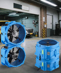 16.5 Inch Axial Blower Exhaust Fan Heavy Duty Industrial Vent Fan with 4000 CFM stacked in a garage setting
