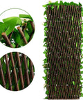 Expandable Faux Ivy Fence Screen for Balcony and Patio 16x45 Inch Closed Expands to 92 Inch Wide Willow Frame with Realistic Ivy