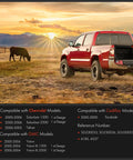 Rock Solid Heavy Duty Gas Lift Supports And Replacement Shocks Struts For Effortless Tailgate And Rear Window Lifts On Cadillac Escalade And Chevy Tahoe Suburban with sunset backdrop.