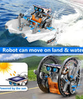 13-In-1 Solar Robot Kit For Kids Aged 8 To 12, STEM Building Toys For Boys And Girls, Land And Water Bots, Hands-On Robotics Projects, Fun Awesome Educational Science Kit For Christmas And Birthday Gifts, solar robot on land and water