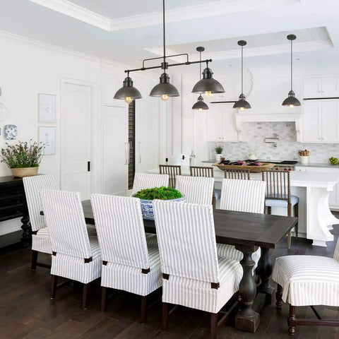 Industrial Pendant Light For Kitchen Island And Dining Room Black Chandelier In Brushed Antique Dark Metal Finish over dining table