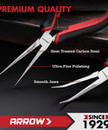 Two Piece Six Inch Needle Nose Pliers Set With Mini Long Nose And Bent Nose Pliers, Spring Loaded Design, Carbon Steel Construction, Precise Jaw Alignment, Great For Electronics, Jewelry Making, DIY Projects And Crafting.