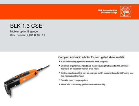18 Gauge Nibbler With Rotating Punch For Longer Tool Life, 7.5 Ft Per Min Cutting Speed, tool on orange background