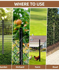 Illustration showing Heavy Duty 6Ft No Dig U Post Fence Posts For Wire Fences used in garden, orchard, farm, and road settings.