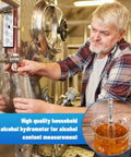 2 Pack Alcohol Hydrometers 0-200 Proof And 0-100 Tralle Alcohol Proof Gauges For Moonshine Still, Home Brew, Wine Making, Distilling, Easy Float And Readout For Accurate Alcohol Content in use