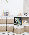 11x11 Inch Cube Storage Bins Set Of 6 Collapsible Fabric Storage Cubes With Rope Handles, Foldable Organizer Bins In Use