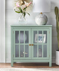 Mint green cabinet with antique brass cabinet knob set, solid zinc alloy drawer pulls for kitchen cabinets and dressers.