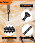 Heavy Duty Workhorse 6 X 1 1/4 Fine Thread Drywall Screws Self Tapping Phillips Drive showing black phosphate coating and fine thread design.