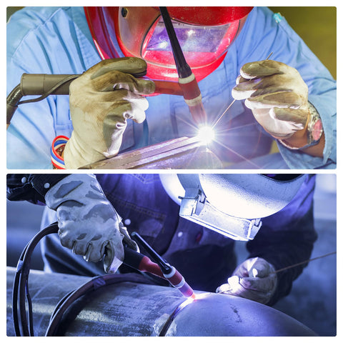 Welders using Five-Piece Gas Lens Collet Bodies 45V43 1/16 Inch Copper TIG Welding Torch Consumables Kit for precision welding tasks.