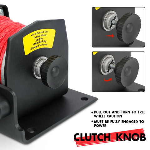 2500lbs 12V Electric Winch With Integrated Remote Control And Control Box For ATV UTV Boat Trailer Nylon Synthetic Rope clutch knob