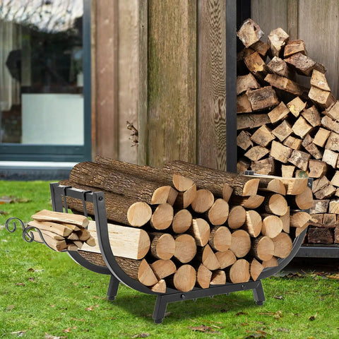 30 Inch Firewood Rack For Indoor And Outdoor Use Beefy Heavy Duty Steel Frame Log Holder With Waterproof Rustproof Storage
