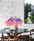 Small American Flags On Sticks For Outdoor Decor 4x6 inch Mini USA Flags on Wooden Sticks for Fourth of July on dining table