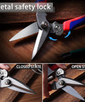 Heavy Duty Industrial Scissors For Home And Workshop Use, Aviation Tin Snips For Cutting Thin Metal Sheets, 8 Inch Blue Handle