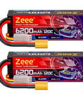 Beefed Up 3S 6200mAh 11.1V 120C LiPo Battery Hard Case With XT90 Connector for RC Cars Two Pack displayed