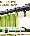 Adjustable Curtain Rod Set For Windows 32 To 96 Inches 1 Inch Diameter Black Rod With Brackets Easy Install Six Segment