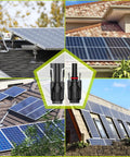 Heavy Duty 30 Pairs Solar Connector Kit With 60 Pcs Panel Cable Adapters IP68 in solar panel array setups on different rooftops
