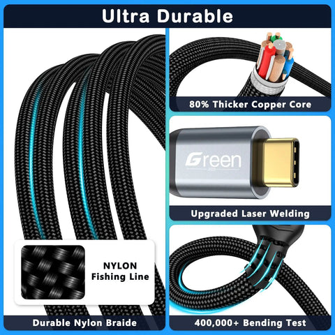 USB C Extension Cable 5ft Ultra Fast 20Gbps USB 3.2 Gen2 Type C Extender Male To Female For 4K60 Video And 240W Fast Charging Heavy Duty Design Backward Compatible With USB 3.1 And USB 3.0 braided nylon cable