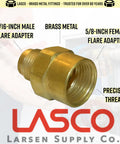 Heavy Duty Brass 5/8 Inch Female Flare By 15/16 Inch Male Flare Adapter For Gas Oil Air Lines Hookup Not For Drinking Water Use Durable Connector For LP Gas And Natural Gas, brass fitting