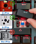 Blue 3 Pin Clicky Tactile Mechanical Keyboard Switches 50 Pcs DIY Replacement Kit with Switch Puller and Cleaning Brush installation guide.