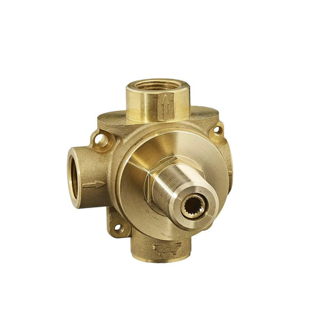 Two Way In Wall Diverter Rough Valve For Showers And Sprays With Brass Valve Body One Half Inch NPT Inlets Outlets Discrete Shared Flow