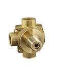 Two Way In Wall Diverter Rough Valve for Showers and Sprays with brass valve body, one half inch NPT inlets outlets, front view
