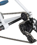 Close-up of DH-1 Dummy Hub for Rear Dropouts No-Fuss Chain Cleaning And Transport Solution in a bike frame, black color.