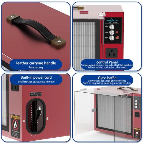 Portable Tabletop Air Filtration System For Woodworking 580-780 CFM Movable Dust Collector With Boss Vortex Fan features