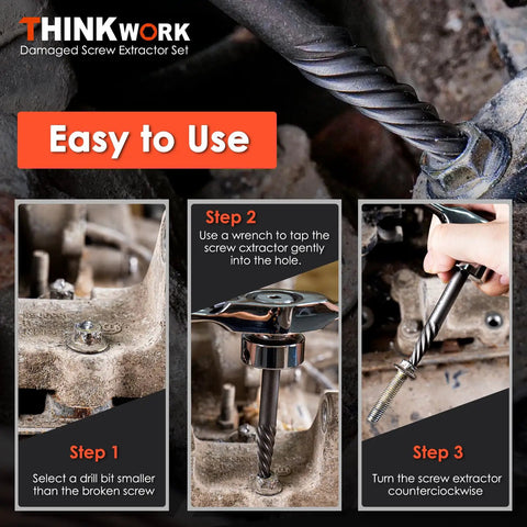 13 Piece Damaged Screw Extractor Set For Rusted And Stripped Fasteners Pro Grade Easy Out Bolt Extractor Kit in use illustration
